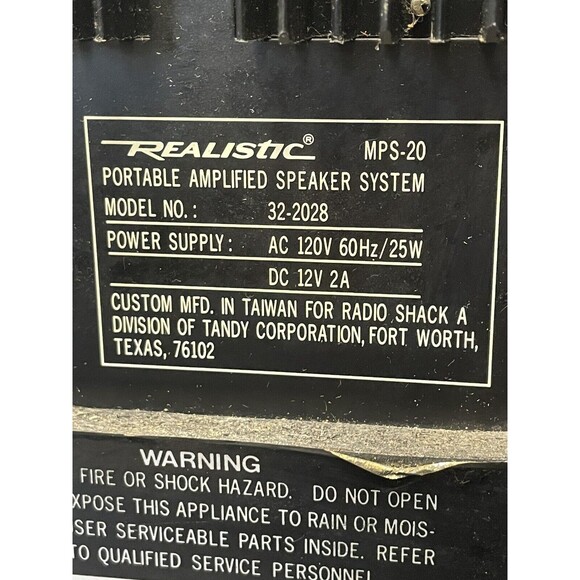 Realistic Portable Amplified Speaker System MPS-20 - (FC108-1 T1167) Vintage - Picture 2 of 5